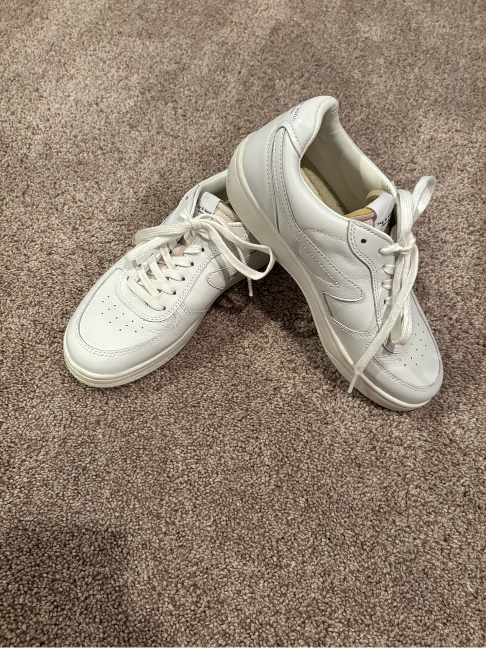 rag & bone White Leather Low-Top Sneakers